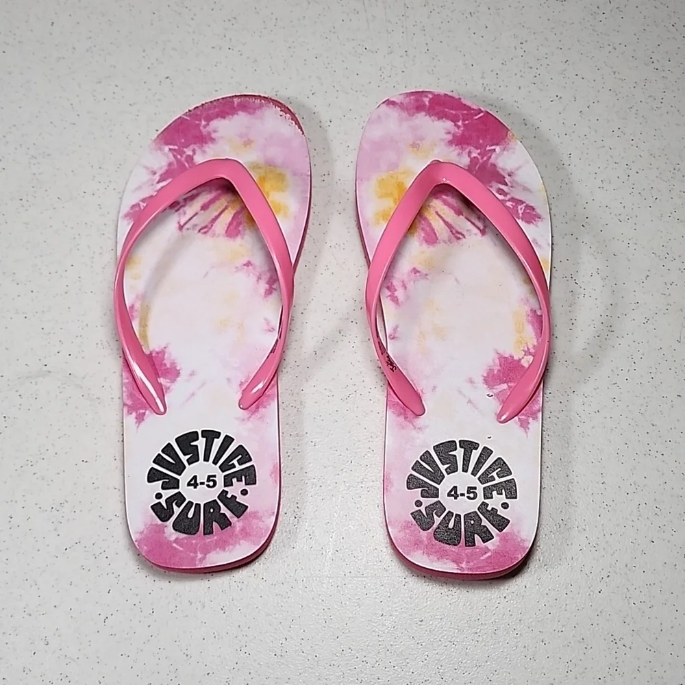 Justice Surf Sandals Flip Flops Size 4/5 - Picture 1 of 5